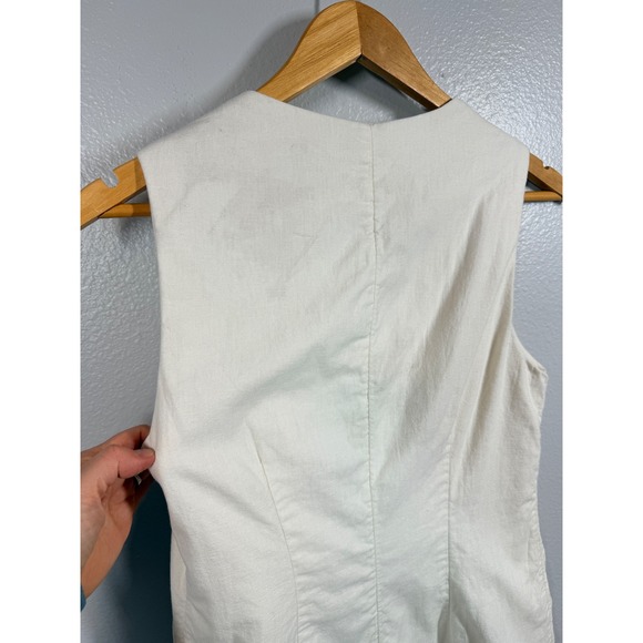Abercrombie & Fitch Vest Mini Dress Women S Cream Linen Blend Button Front - Picture 4 of 7